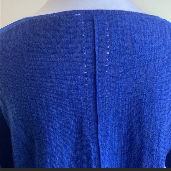 Anthropologie Moth Blue Knit Sheer Detail Blouse - Picture 3 of 6